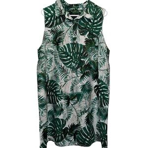 Tahari Tropical Green Leaf Print Blouse